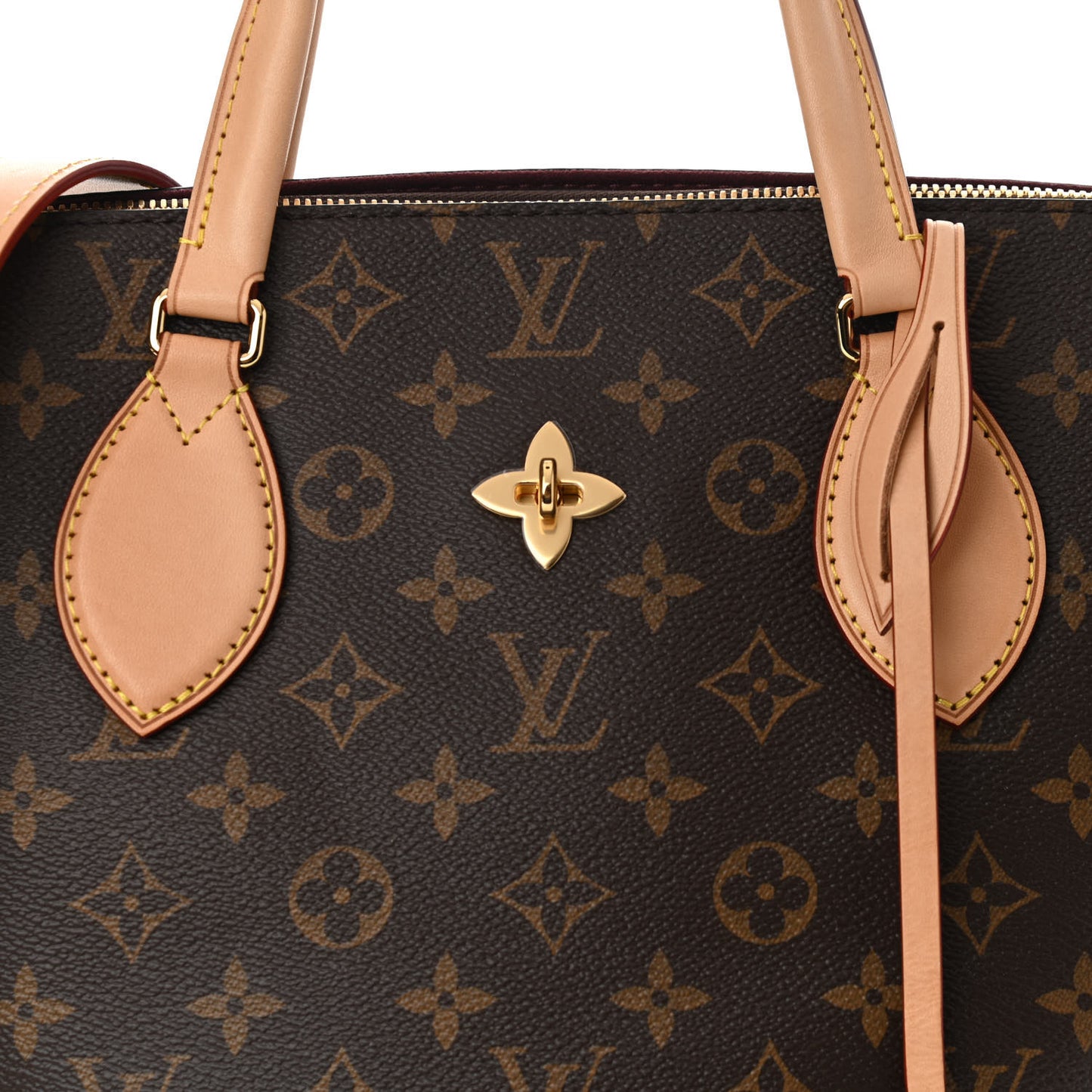 Monogram Flower Zipped Tote MM Beige