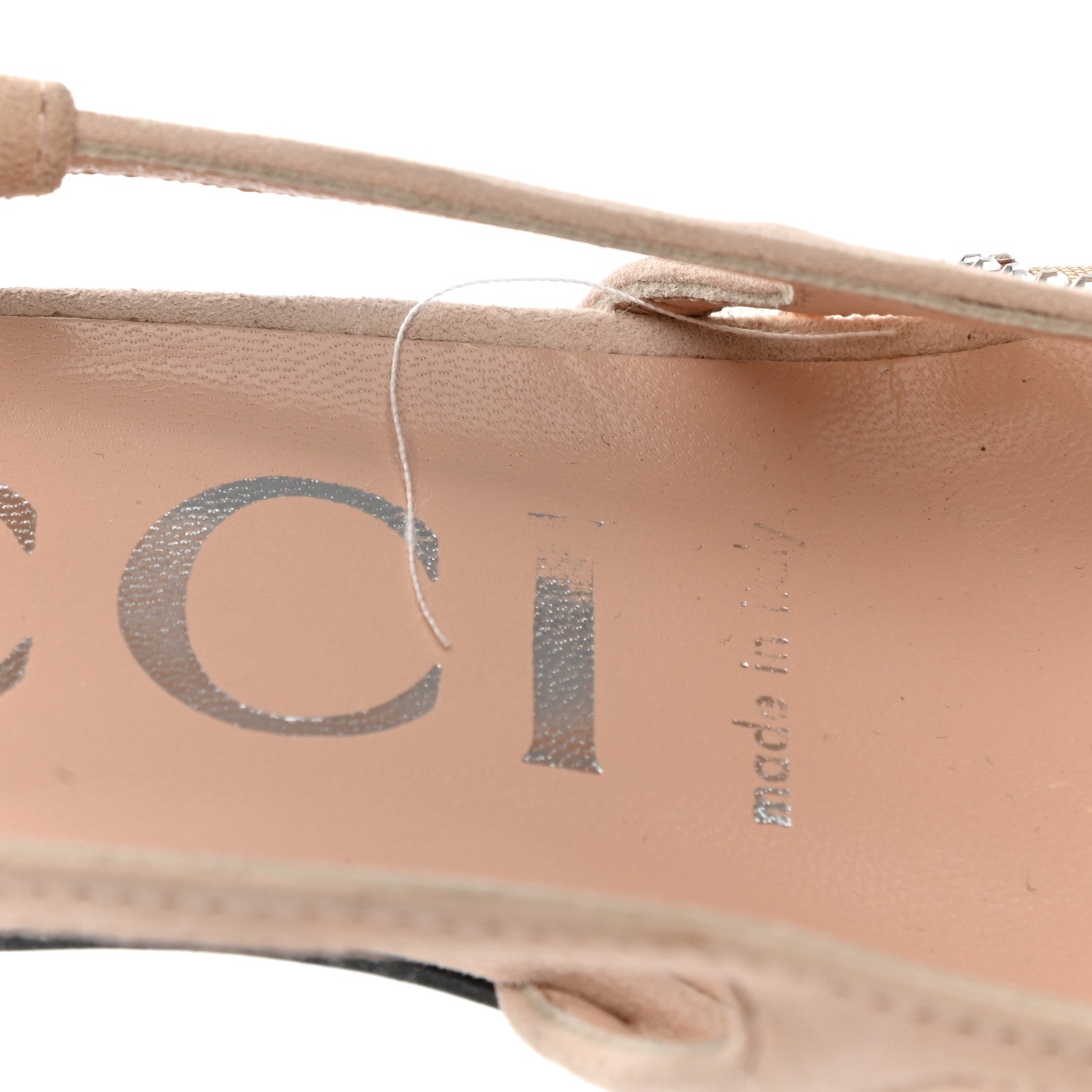Gucci Tela Retino Kid Scamosciato Crystal GG Monogram Square G 35mm Slingback Pumps 36.5 Light Powder Skin Rose 8 of 8