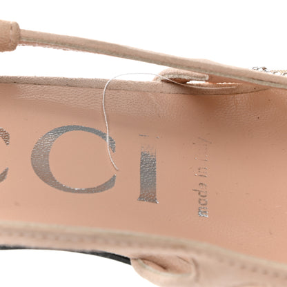 Gucci Tela Retino Kid Scamosciato Crystal GG Monogram Square G 35mm Slingback Pumps 36.5 Light Powder Skin Rose 8 of 8