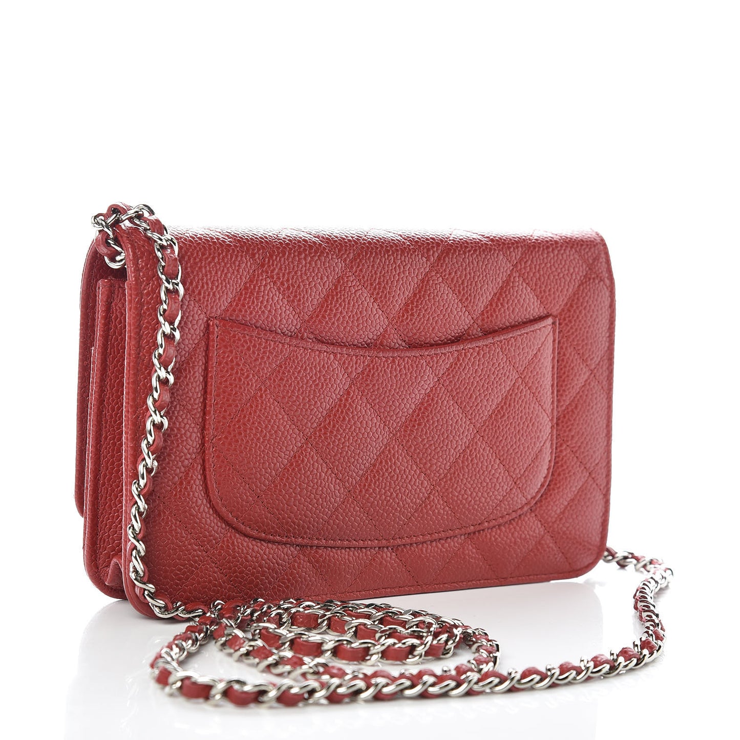 Caviar Quilted Wallet on Chain WOC Red