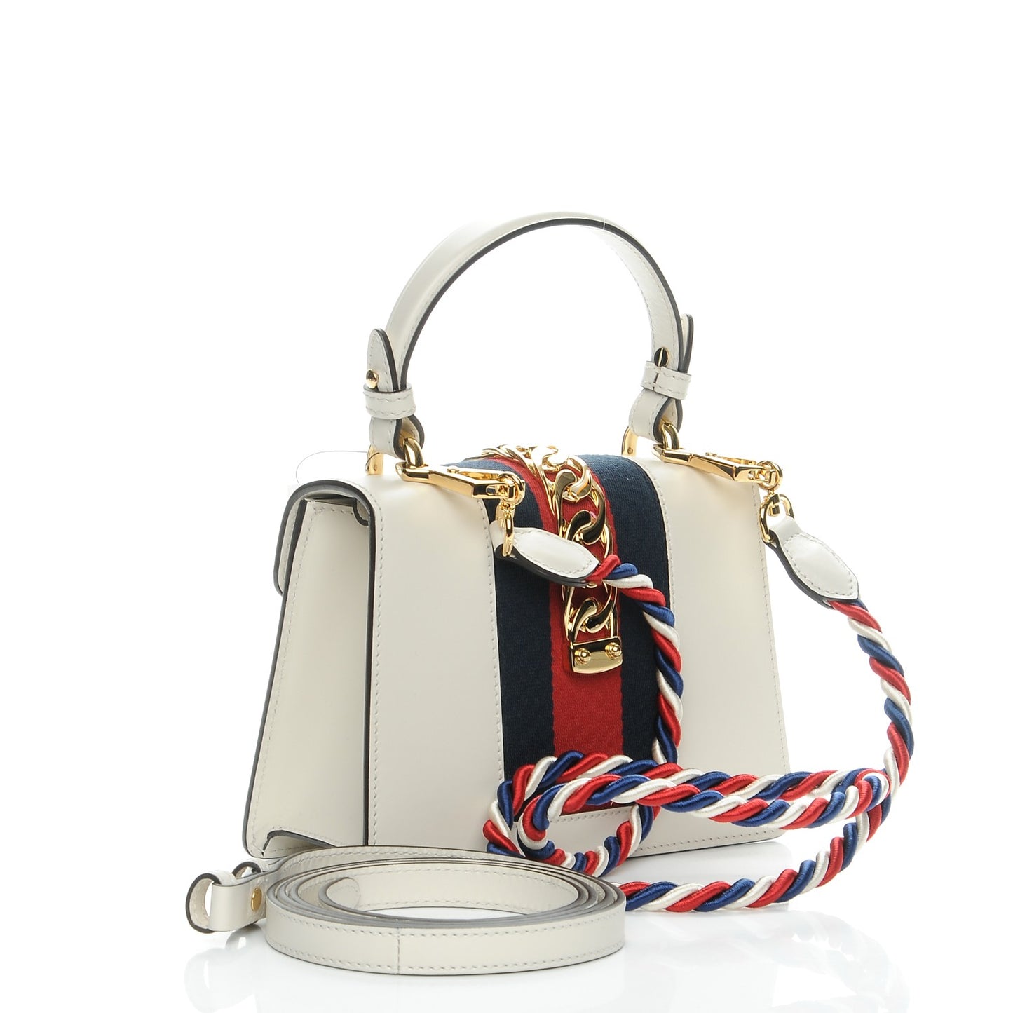 Calfskin Mini Sylvie Top Handle Bag White