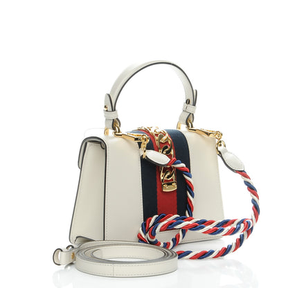 Gucci Calfskin Mini Sylvie Top Handle Bag White 3 of 7