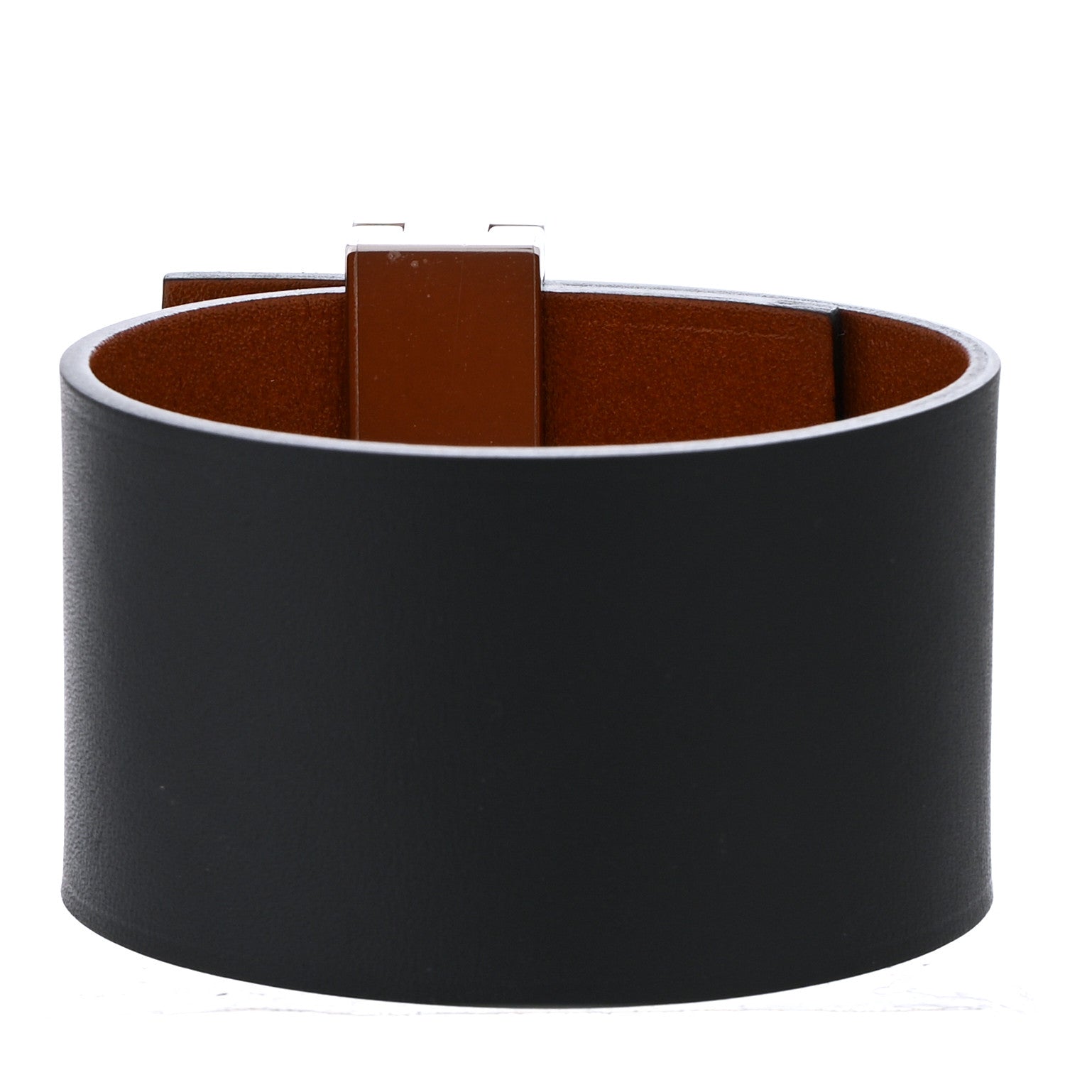 Hermes Chamonix Tadelakt Illusion Bracelet PM Black Fauve 3 of 5