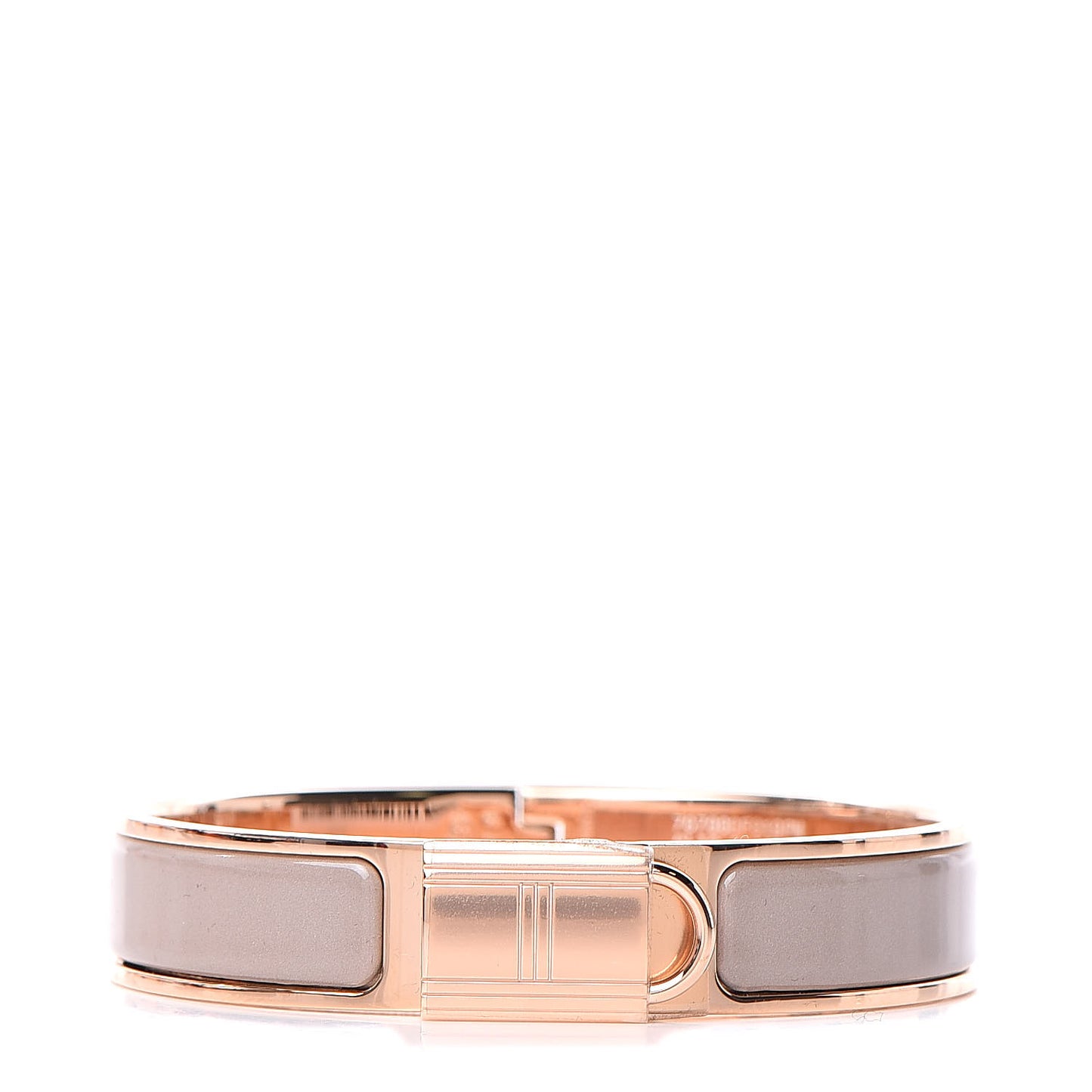 Enamel Narrow Clic Cadenas Bracelet PM Marron Glace