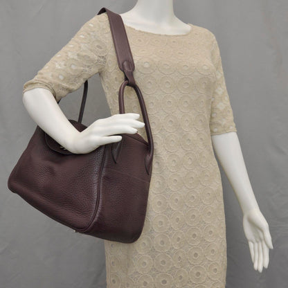 Hermes Taurillon Clemence Lindy 30 Prune 2 of 10