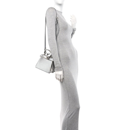 Fendi X MARC JACOBS Vitello Catalan Mirror Petite Peekaboo I SEE U Satchel Argento 2 of 11