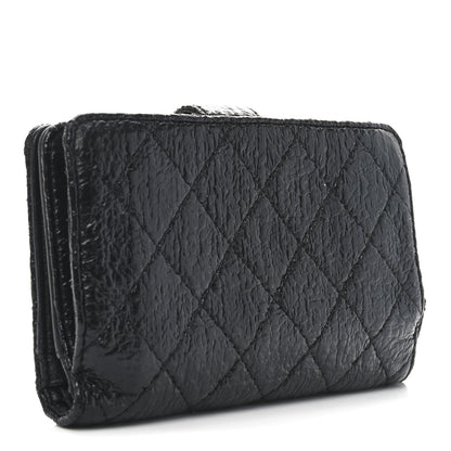 Chanel Crinkled Patent Quilted Zipped Pocket Wallet Black 3 of 8