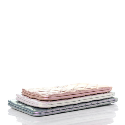 Chanel Iridescent Crumpled Calfskin Trio Cosmetic Case Blue Pink Ivory 5 of 13