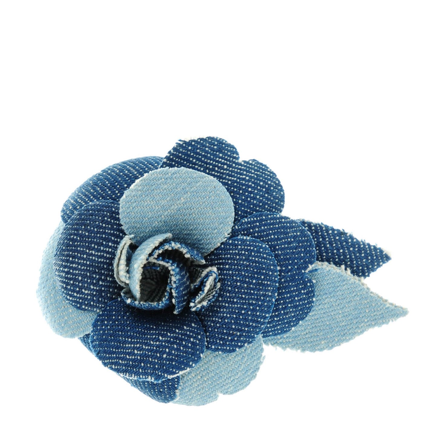 Denim Camellia Pin Brooch Blue