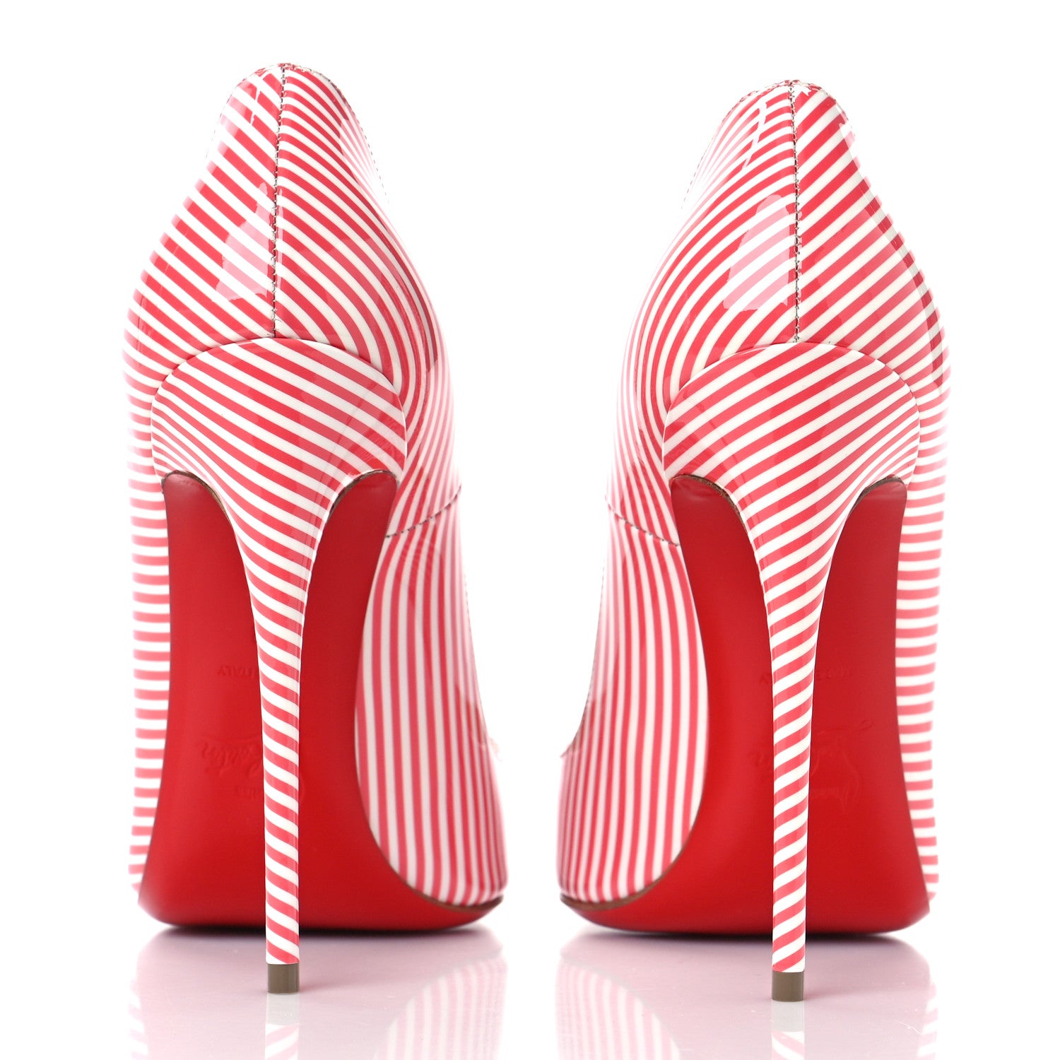 Christian Louboutin Patent Stripes Kate 120 Pumps 38 Smoothie White 5 of 8