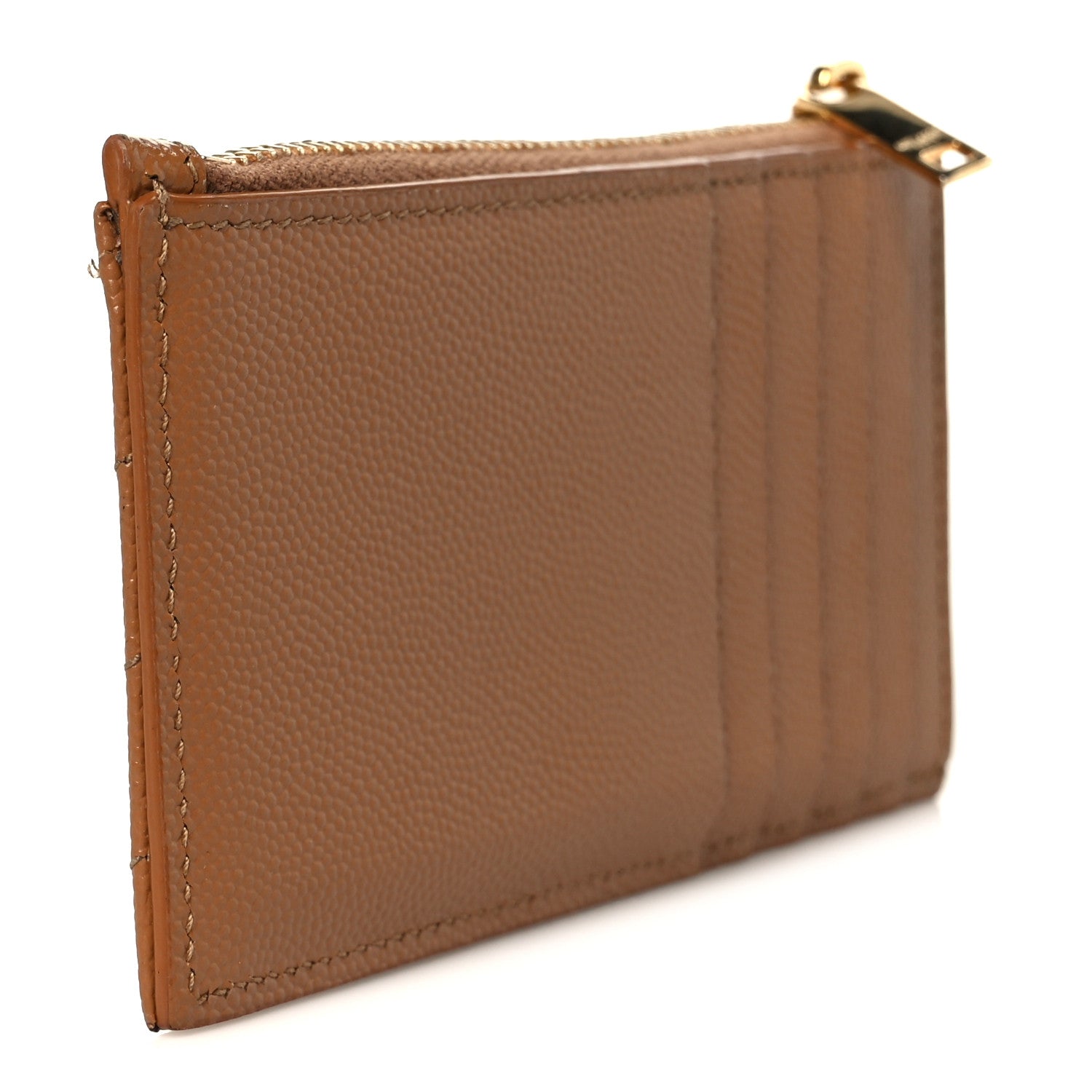 Saint Laurent Monogram Grain de Poudre 5 Fragments Zip Pouch Card Holder Dark Natural 3 of 8