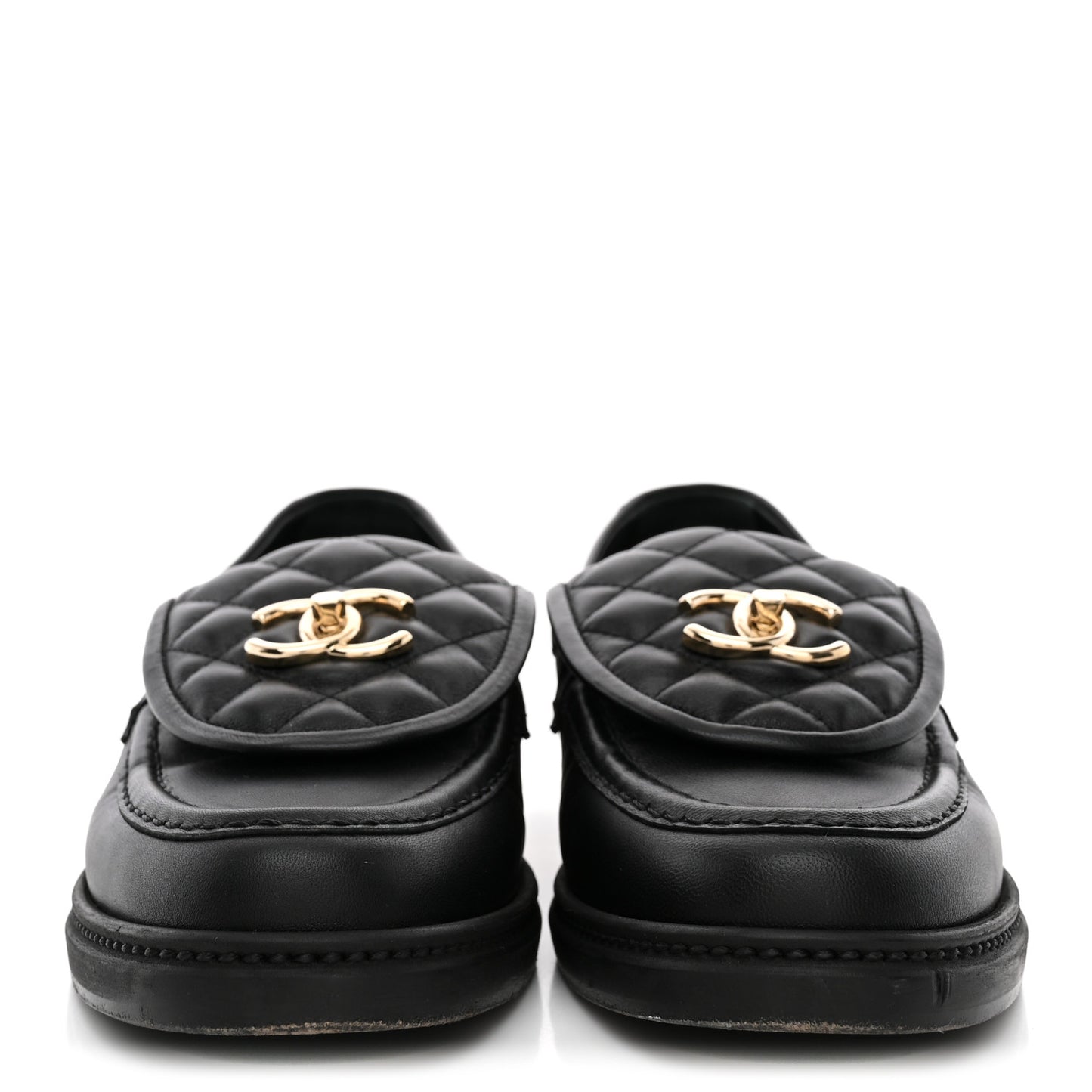 Lambskin Quilted CC Turnlock Loafers 39 Black
