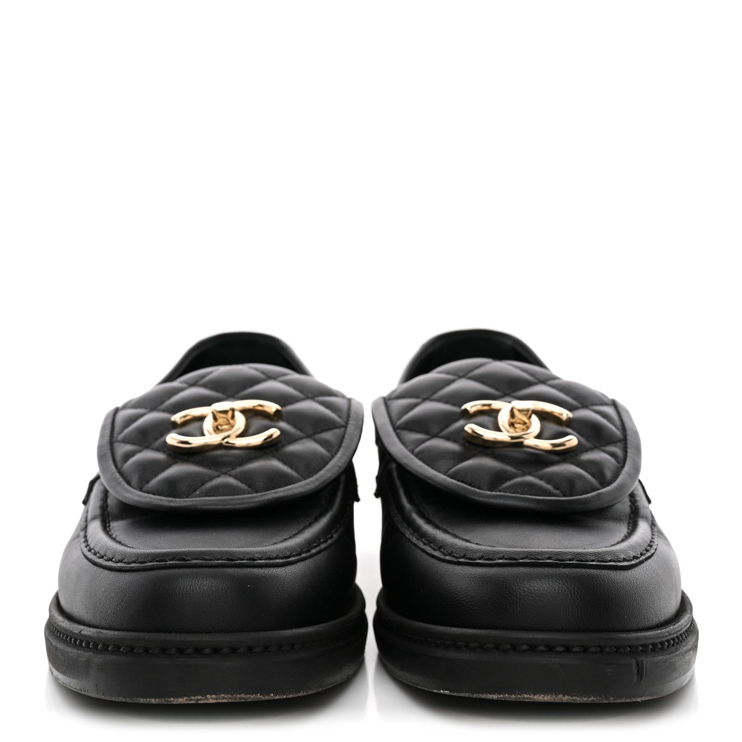 Chanel Lambskin Quilted CC Turnlock Loafers 39 Black 3 of 11