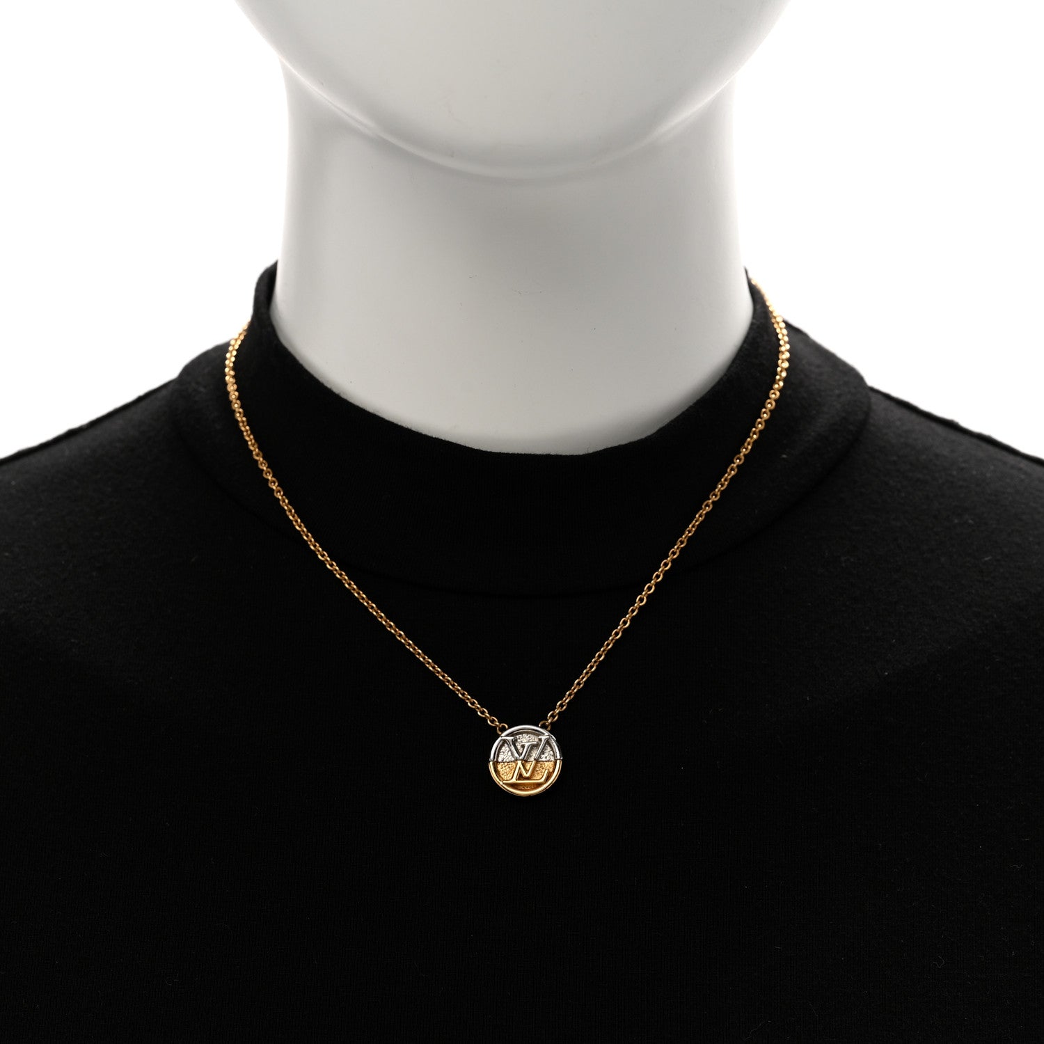 Louis Vuitton Metal L to V Necklace Gold Silver 2 of 8