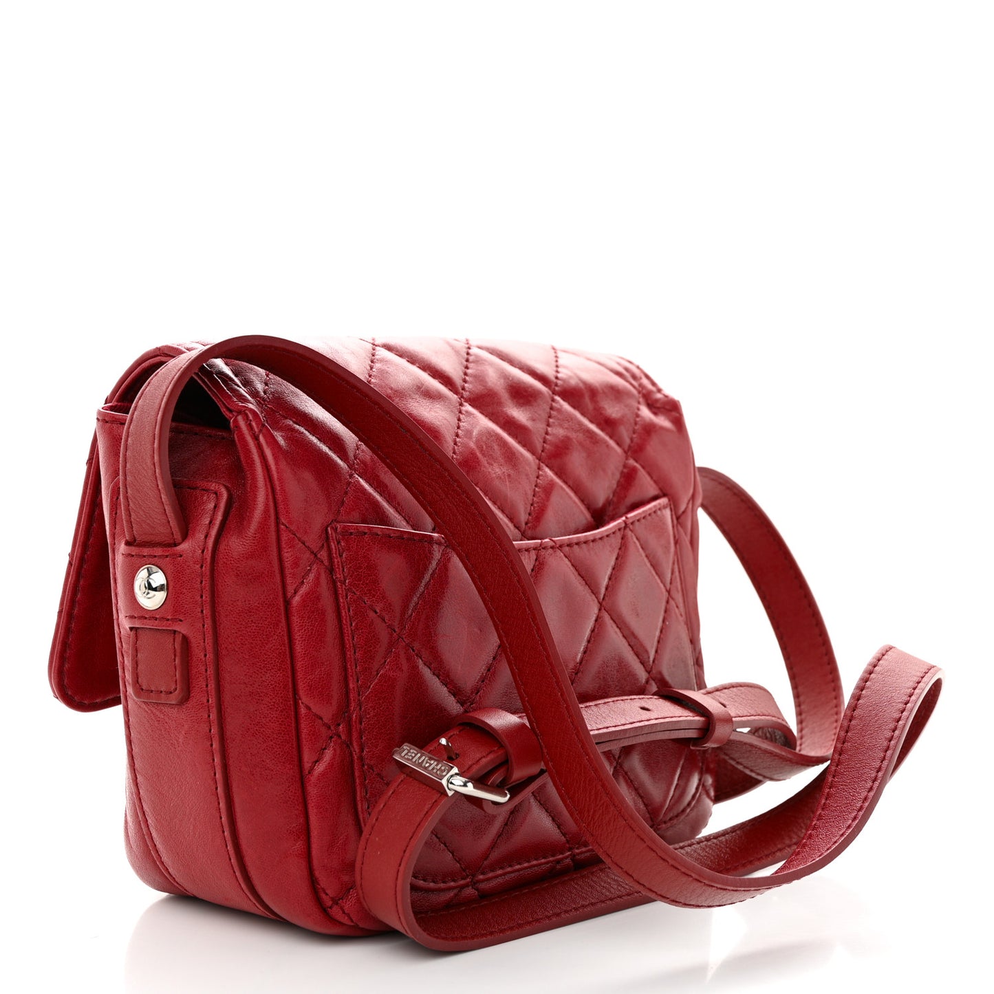 Lambskin Quilted Messenger Bag Red