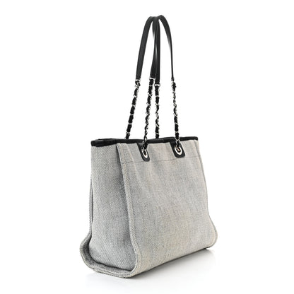 Chanel Woven Straw Raffia Small Deauville Tote Grey 3 of 10