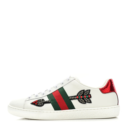 Gucci Calfskin Web Studded Womens Arrow Ace Sneakers 35.5 White 1 of 10