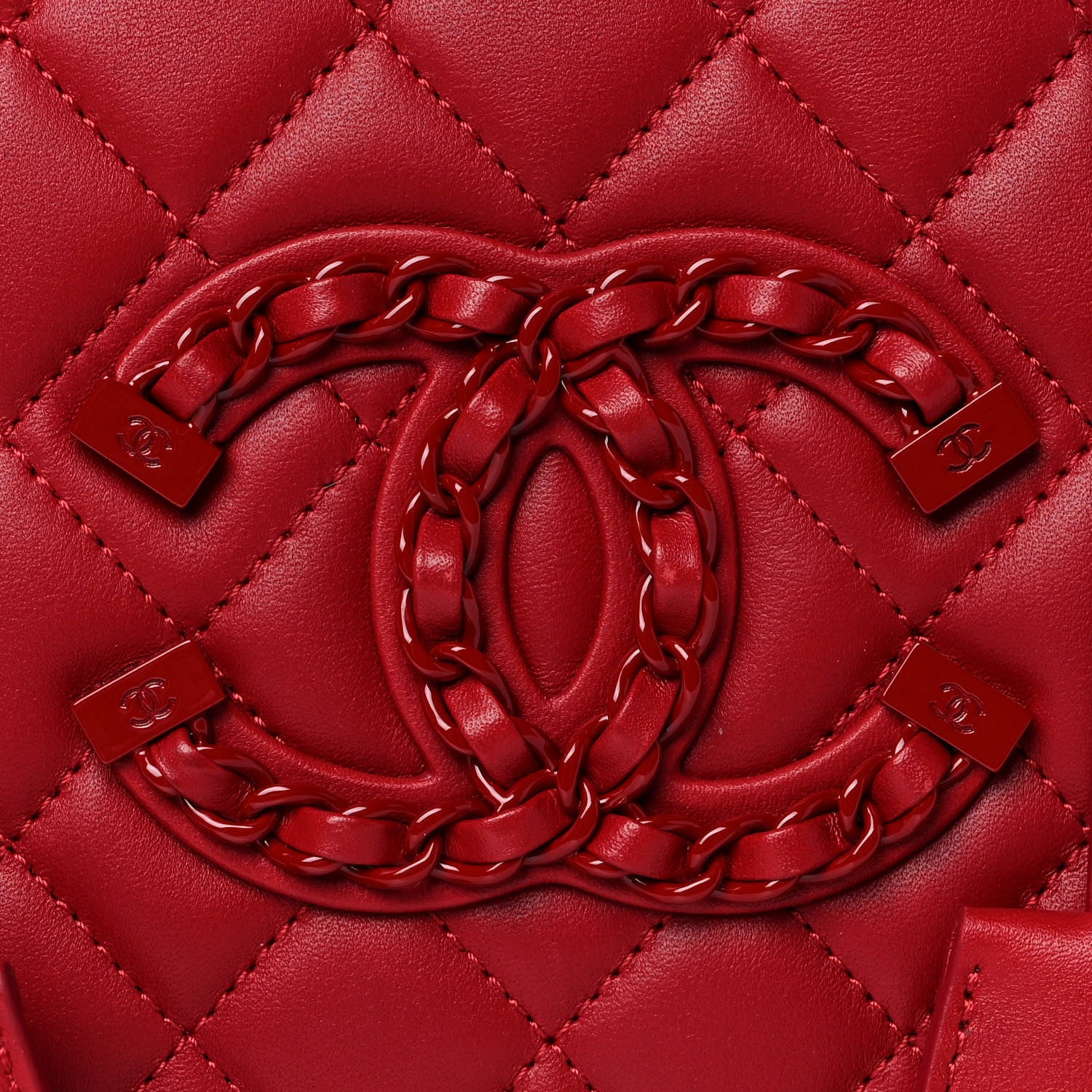 Chanel Lambskin Quilted Medium CC Filigree Vanity Case Dark Red 8 of 11