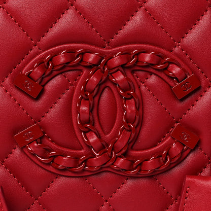 Chanel Lambskin Quilted Medium CC Filigree Vanity Case Dark Red 8 of 11