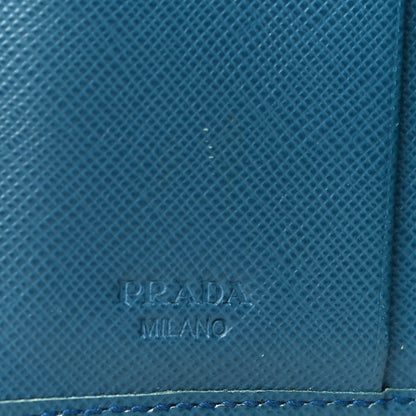 Prada Saffiano Metal Compact Snap Bi-Fold Wallet Cobalto 6 of 20
