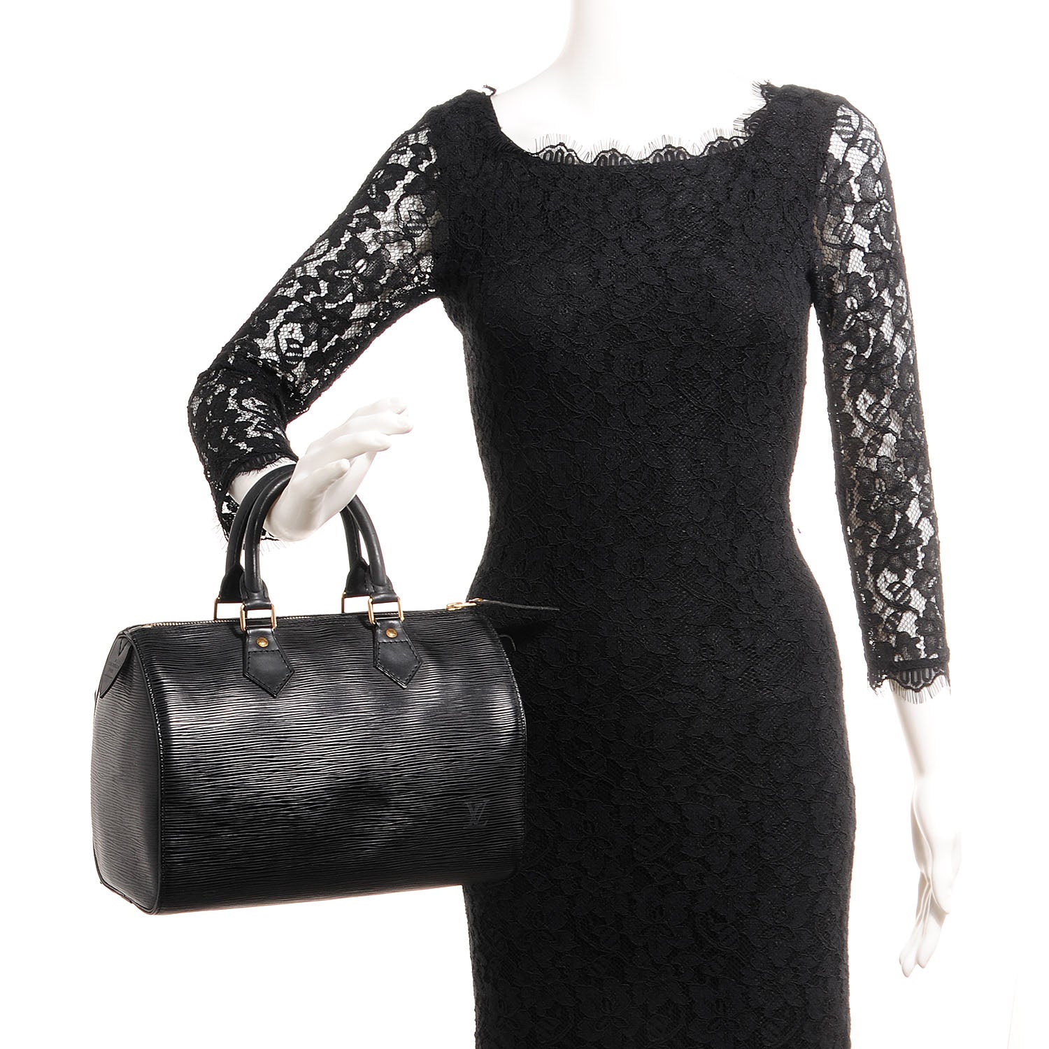 Louis Vuitton Epi Speedy 25 Black 2 of 7