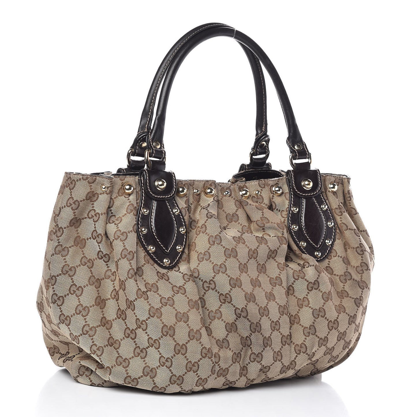 Monogram Studded Pelham Tote Dark Brown