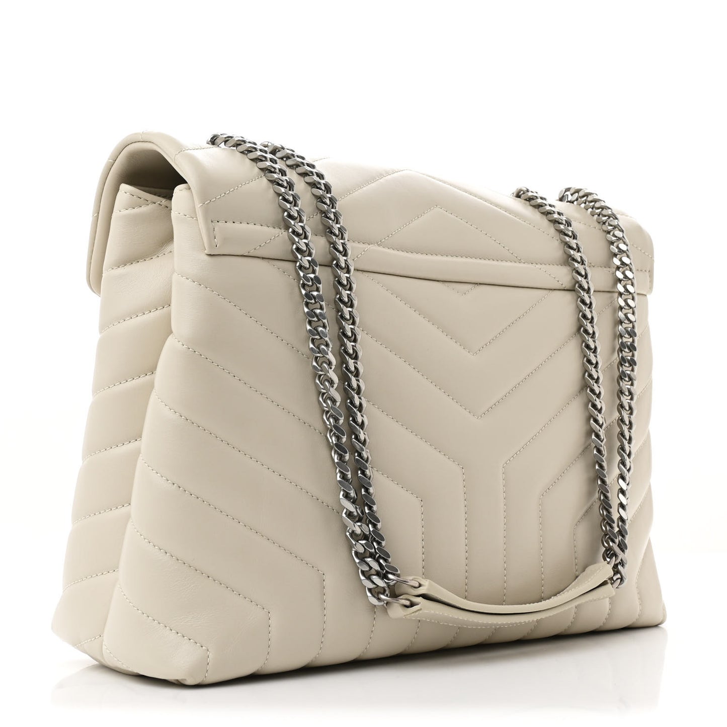 Calfskin Y Quilted Monogram Medium Loulou Chain Satchel Crema Soft