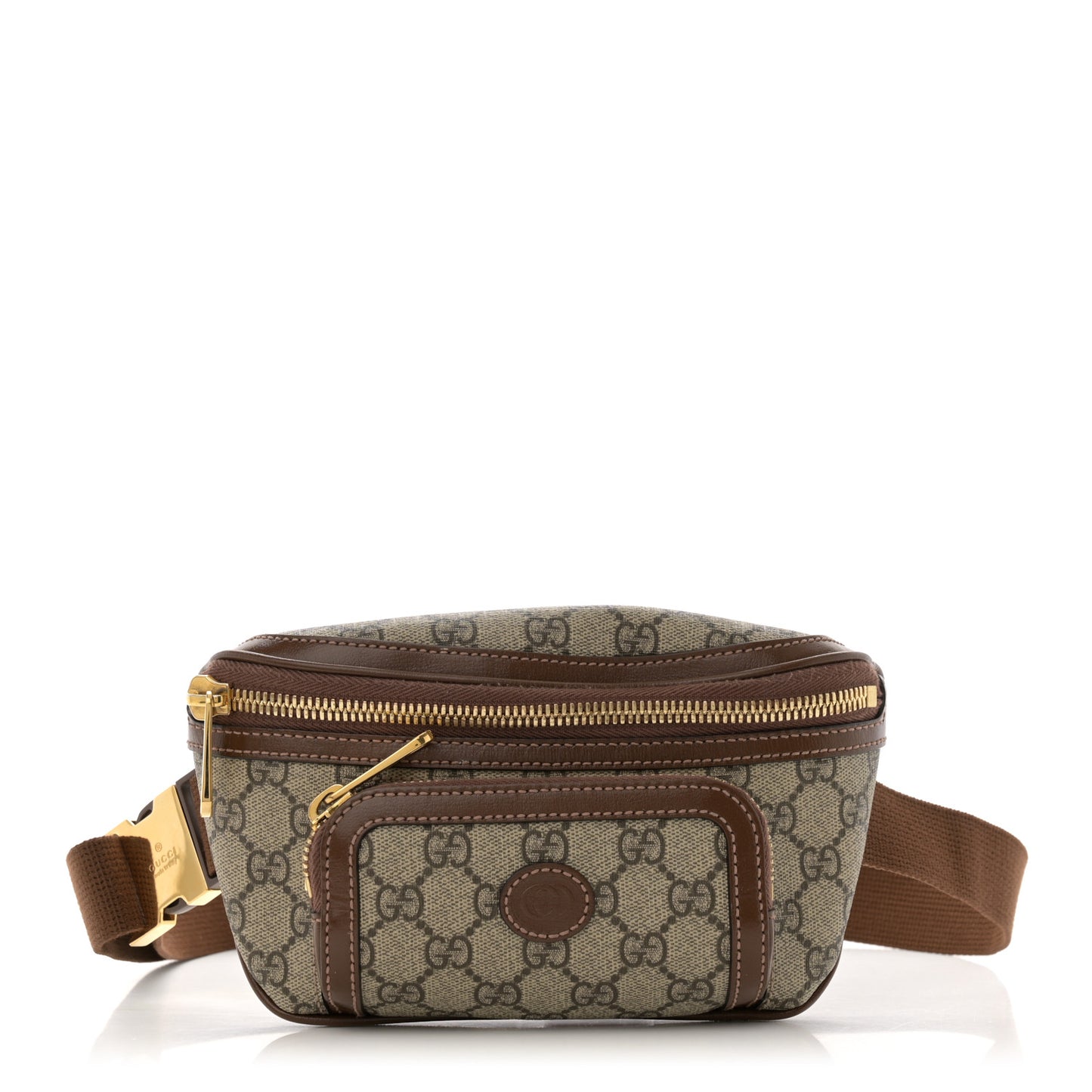 GG Supreme Monogram Textured Calfskin Retro Interlocking G Belt Bag Beige Ebony Brown Sugar