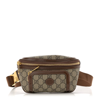 Gucci GG Supreme Monogram Textured Calfskin Retro Interlocking G Belt Bag Beige Ebony Brown Sugar 1 of 18
