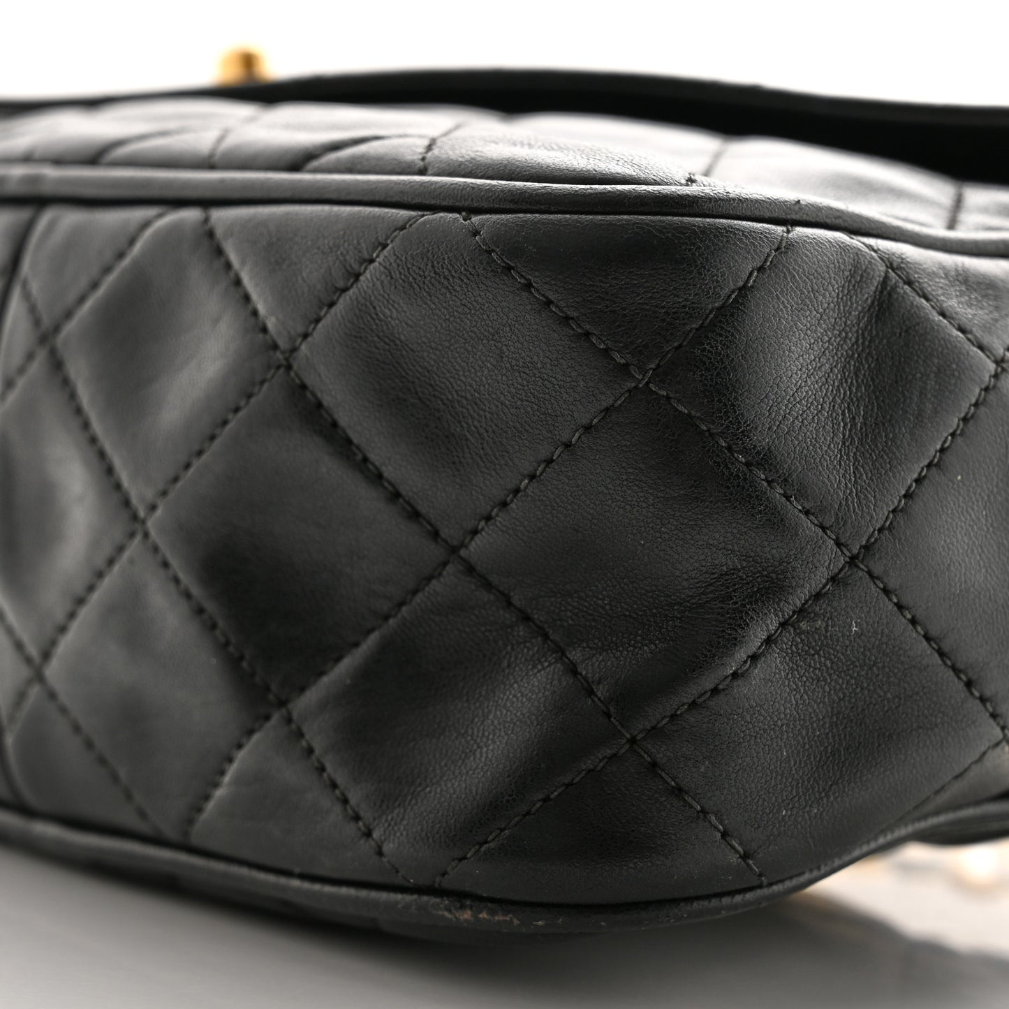 Lambskin Quilted Tassel Flap Camera Case Black