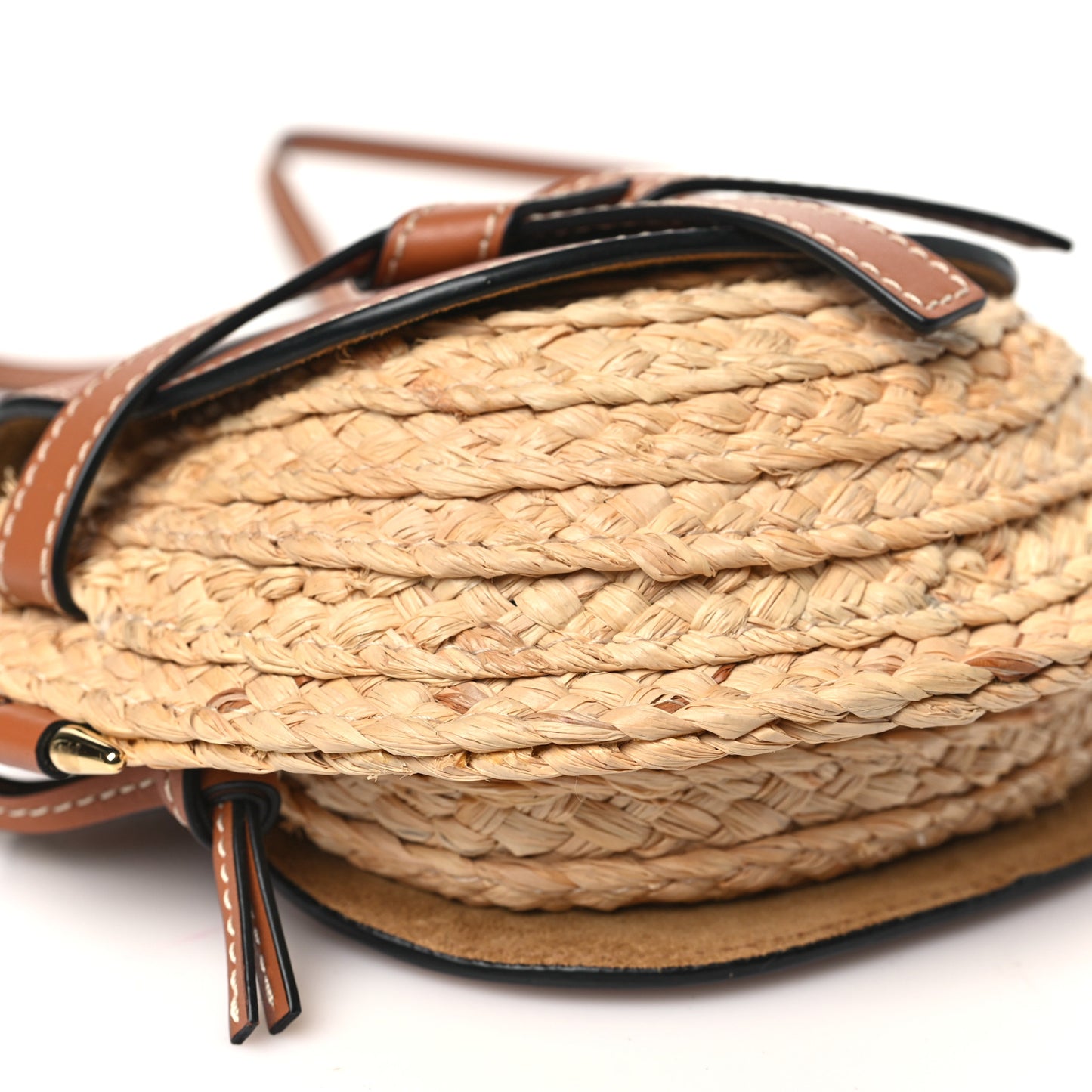Calfskin Raffia Mini Gate Crossbody Bag Natural Tan