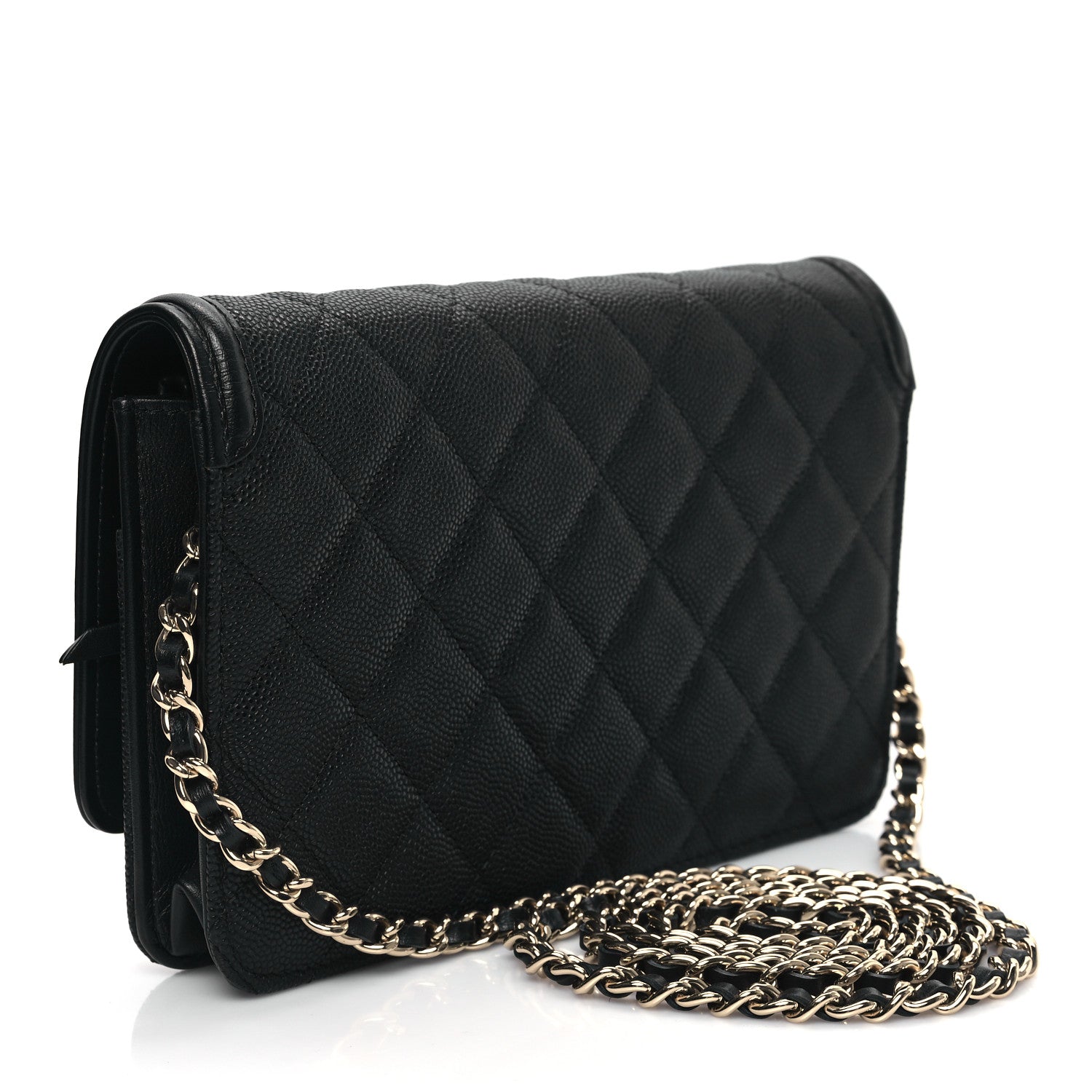 Chanel Caviar Quilted CC Filigree Wallet On Chain WOC Black 3 of 12