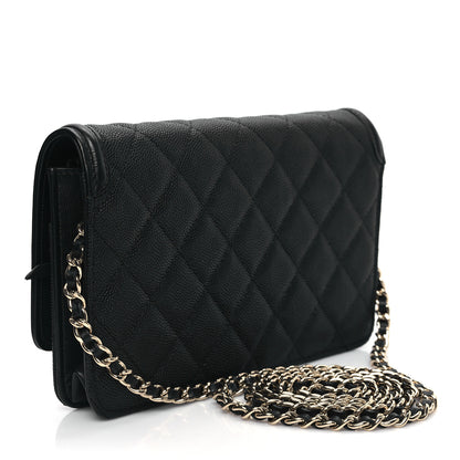 Chanel Caviar Quilted CC Filigree Wallet On Chain WOC Black 3 of 12