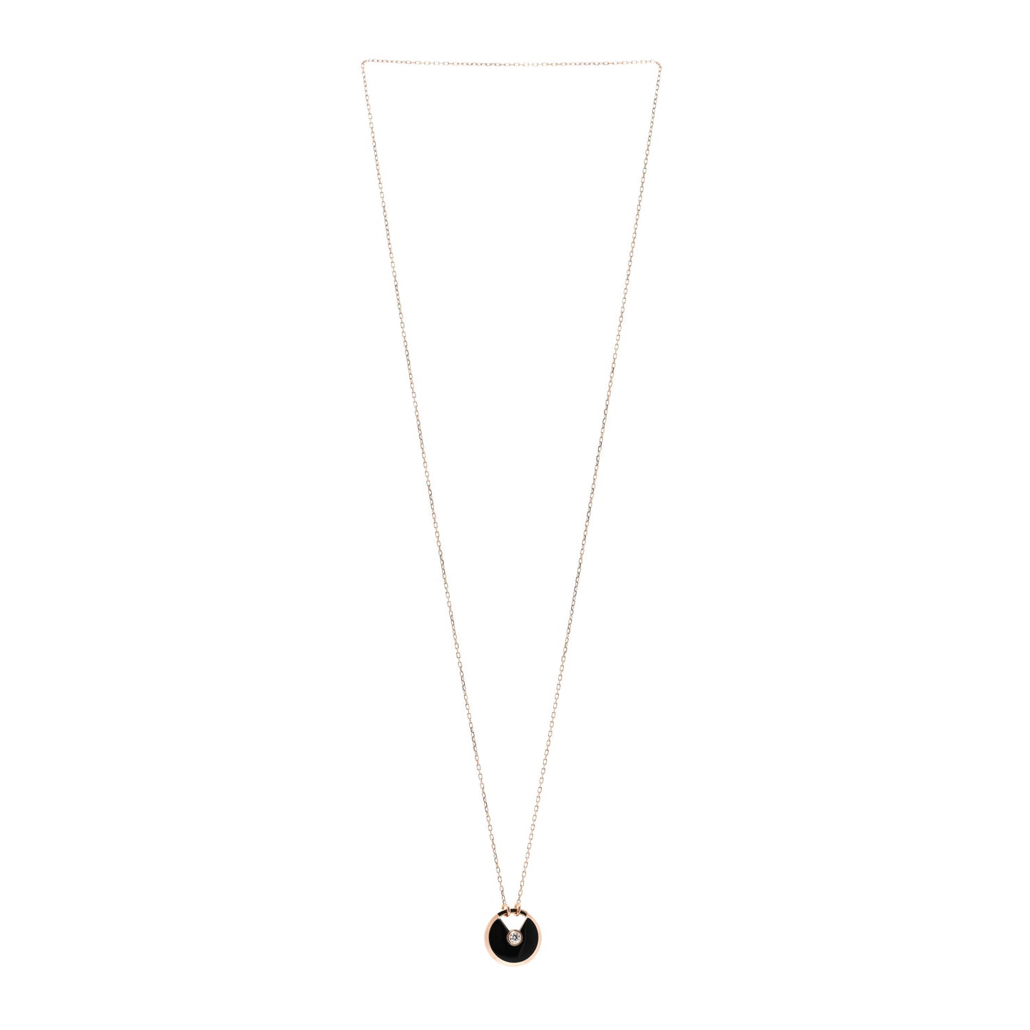 18K Pink Gold Diamond Black Onyx SM Amulette de Cartier Pendant Necklace