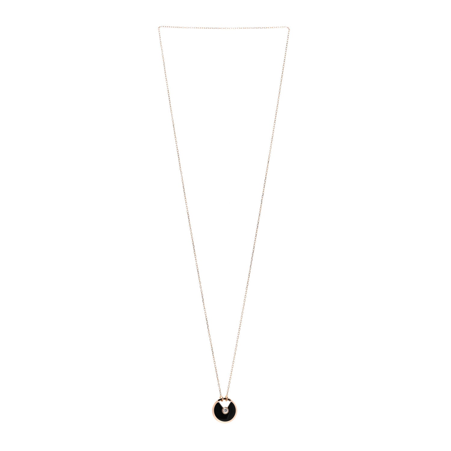 Cartier 18K Pink Gold Diamond Black Onyx SM Amulette de Cartier Pendant Necklace 3 of 5
