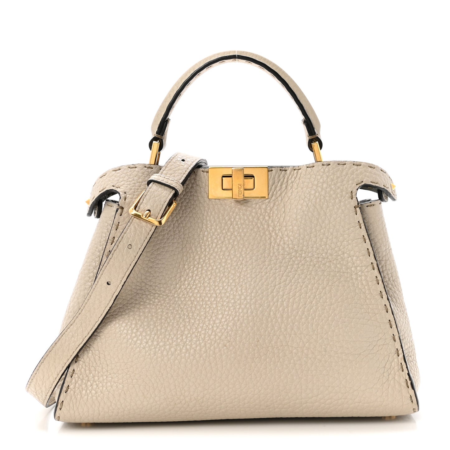 Cuoio Romano Selleria Bi-Color Mini Peekaboo Iconic Satchel Beige Blue
