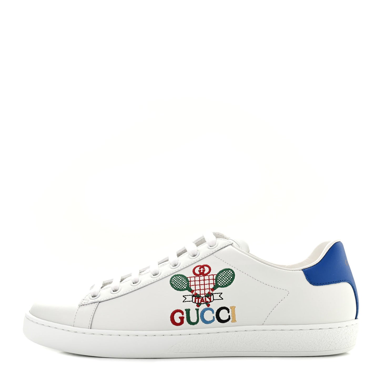 Calfskin Miro Soft Tennis Embroidered Womens Ace Sneakers 41 White Rio Blue