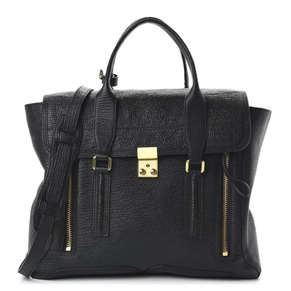 3.1 Phillip Lim 3.1 Textured Calfskin Large Pashli Satchel Black 1 of 10