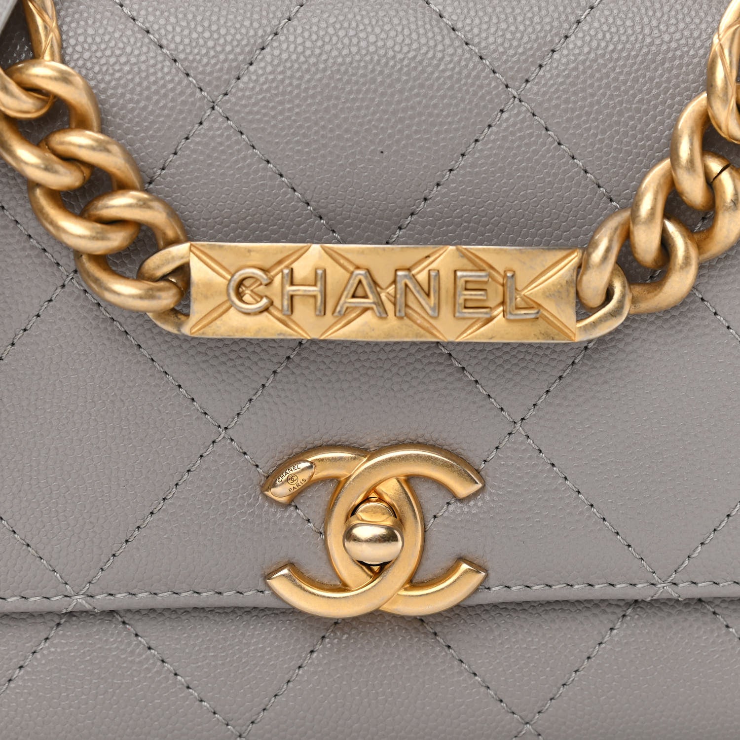 Chanel Caviar Quilted Mini Bracelet On Chain Flap Grey 8 of 11