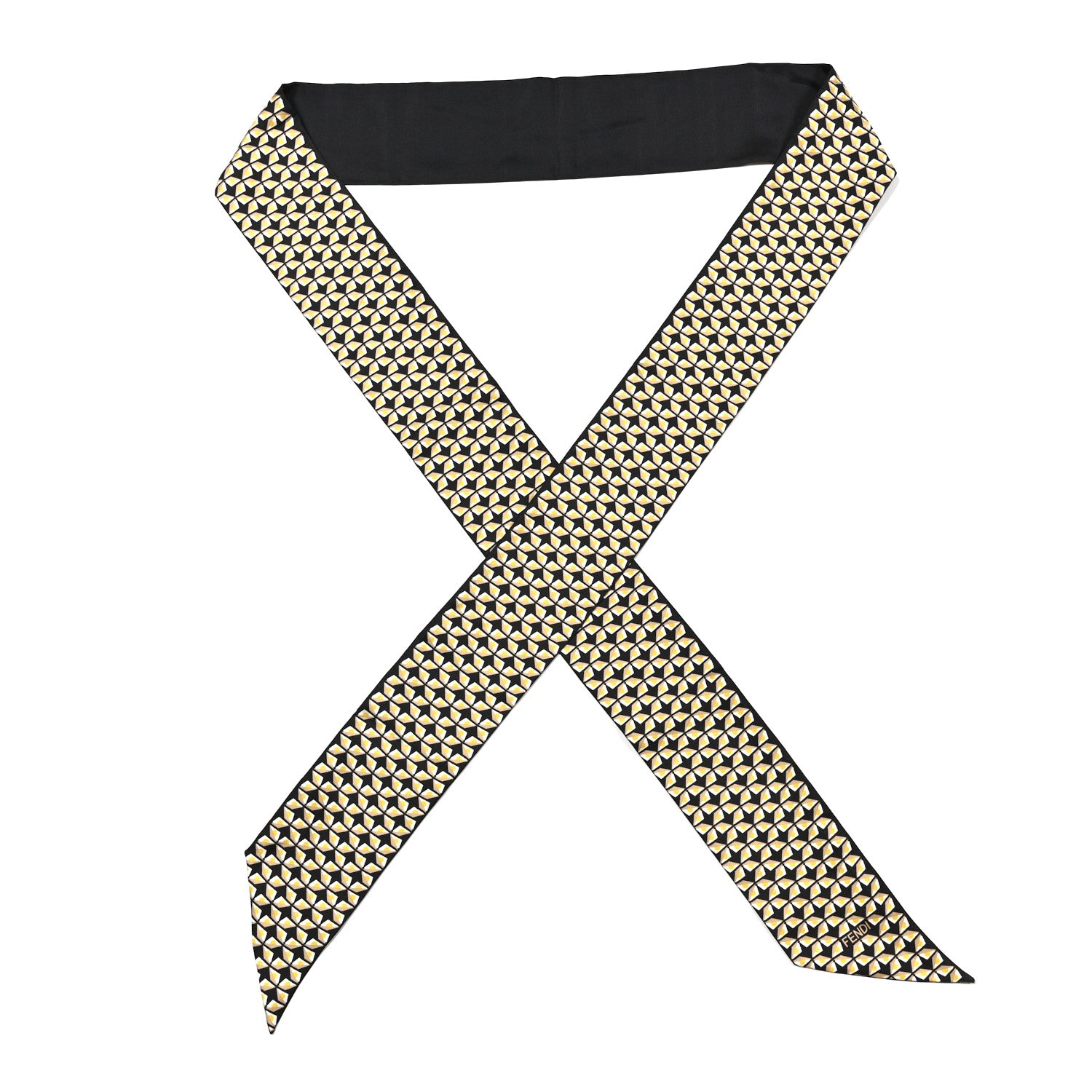 Fendi Silk Monster Eye Print Bandeau Scarf Black Yellow Multicolor 1 of 4