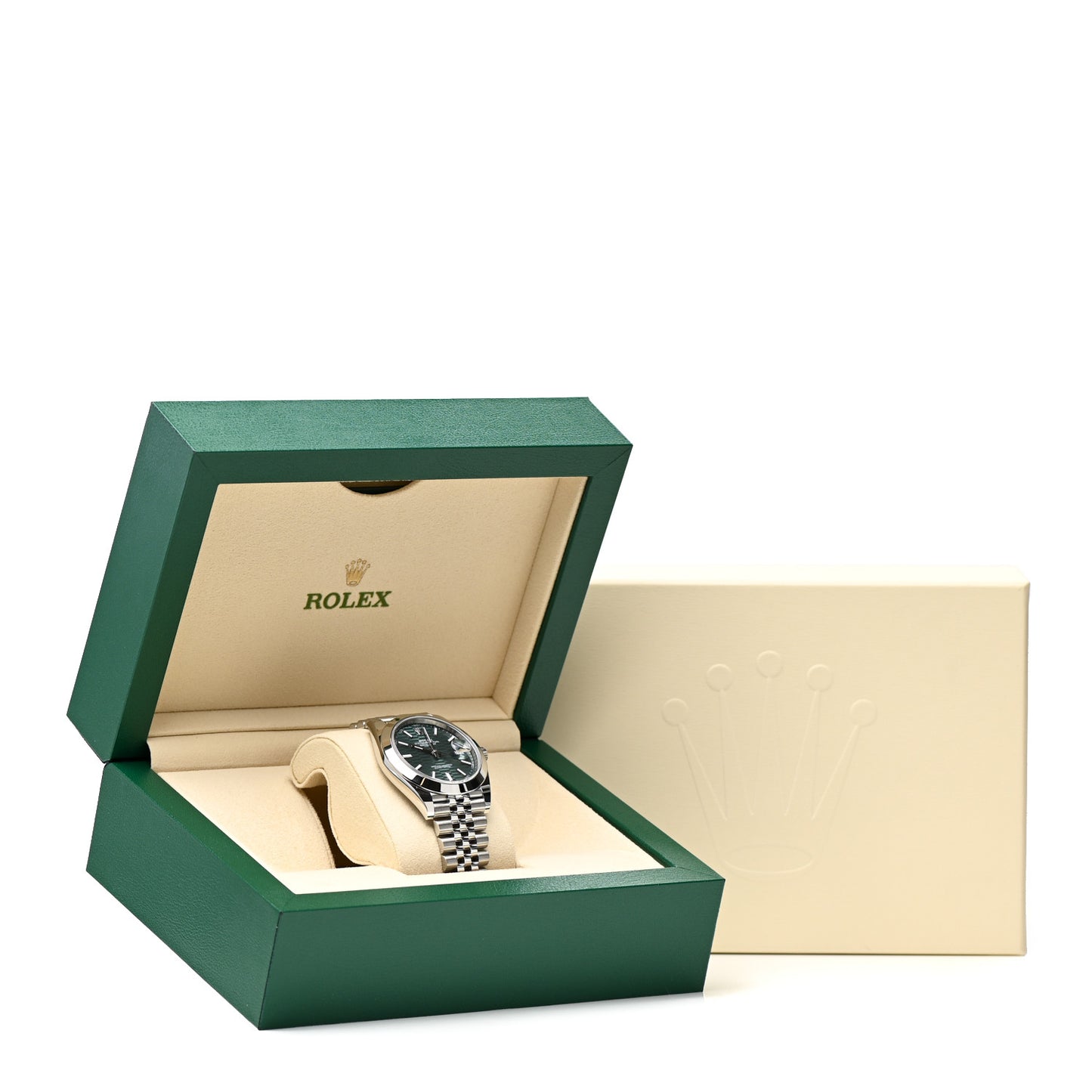 Stainless Steel 41mm Oyster Perpetual Datejust Watch Mint Green Fluted 126300