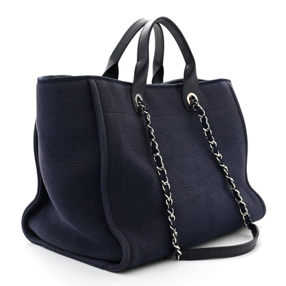 Chanel Mixed Fibers Calfskin Medium Deauville Tote Dark Blue 4 of 16