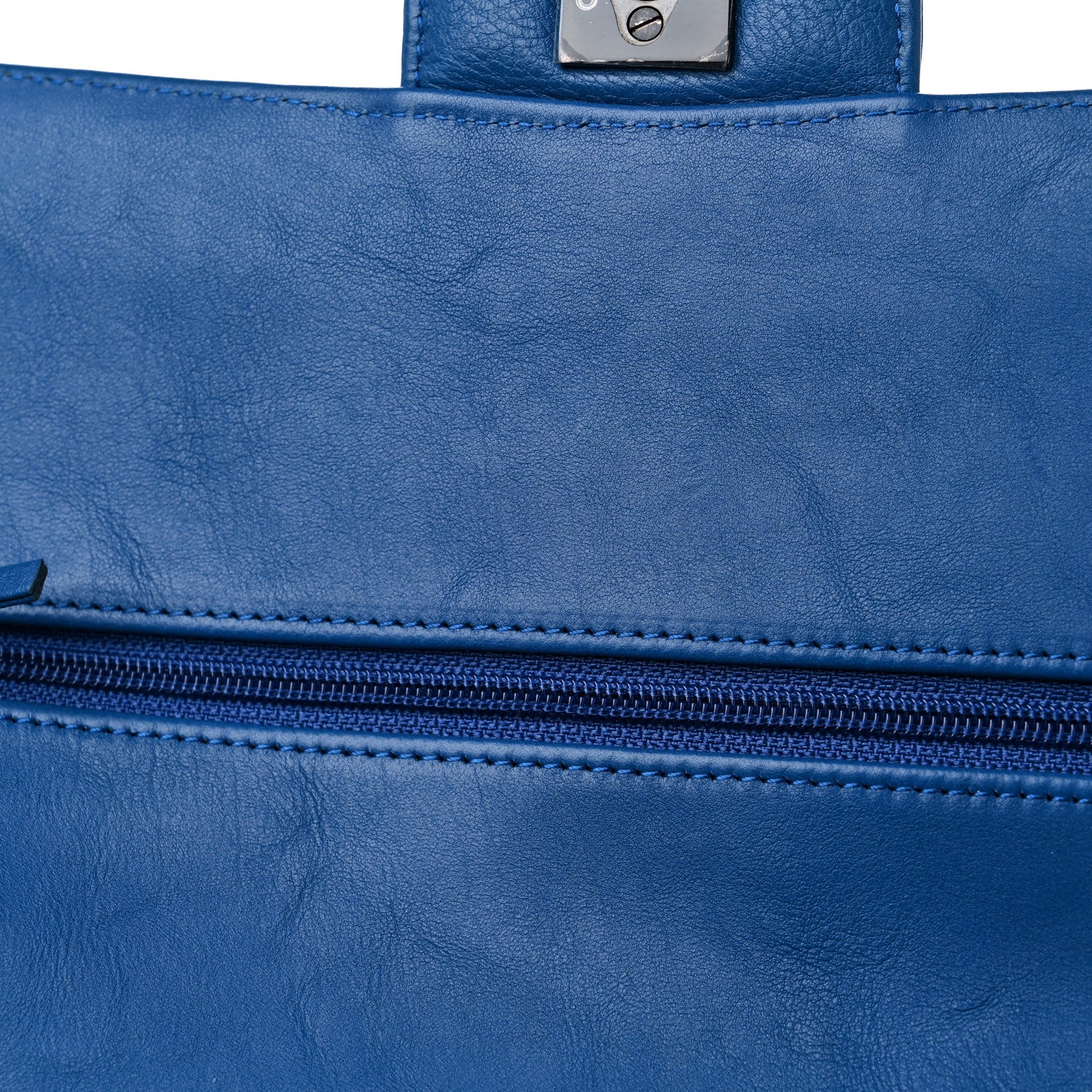 Chanel Crumpled Calfskin Quilted Medium Double Flap Blue 11 of 12
