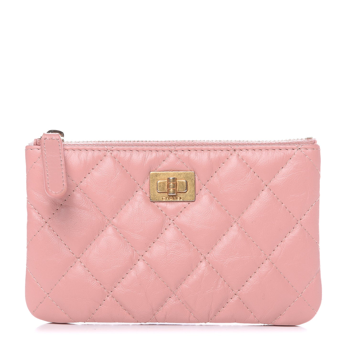 Aged Calfskin Quilted Small Reissue Cosmetic Case Light Pink