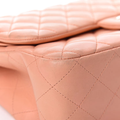 Chanel Lambskin Quilted Jumbo Double Flap Light Orange 8 of 37