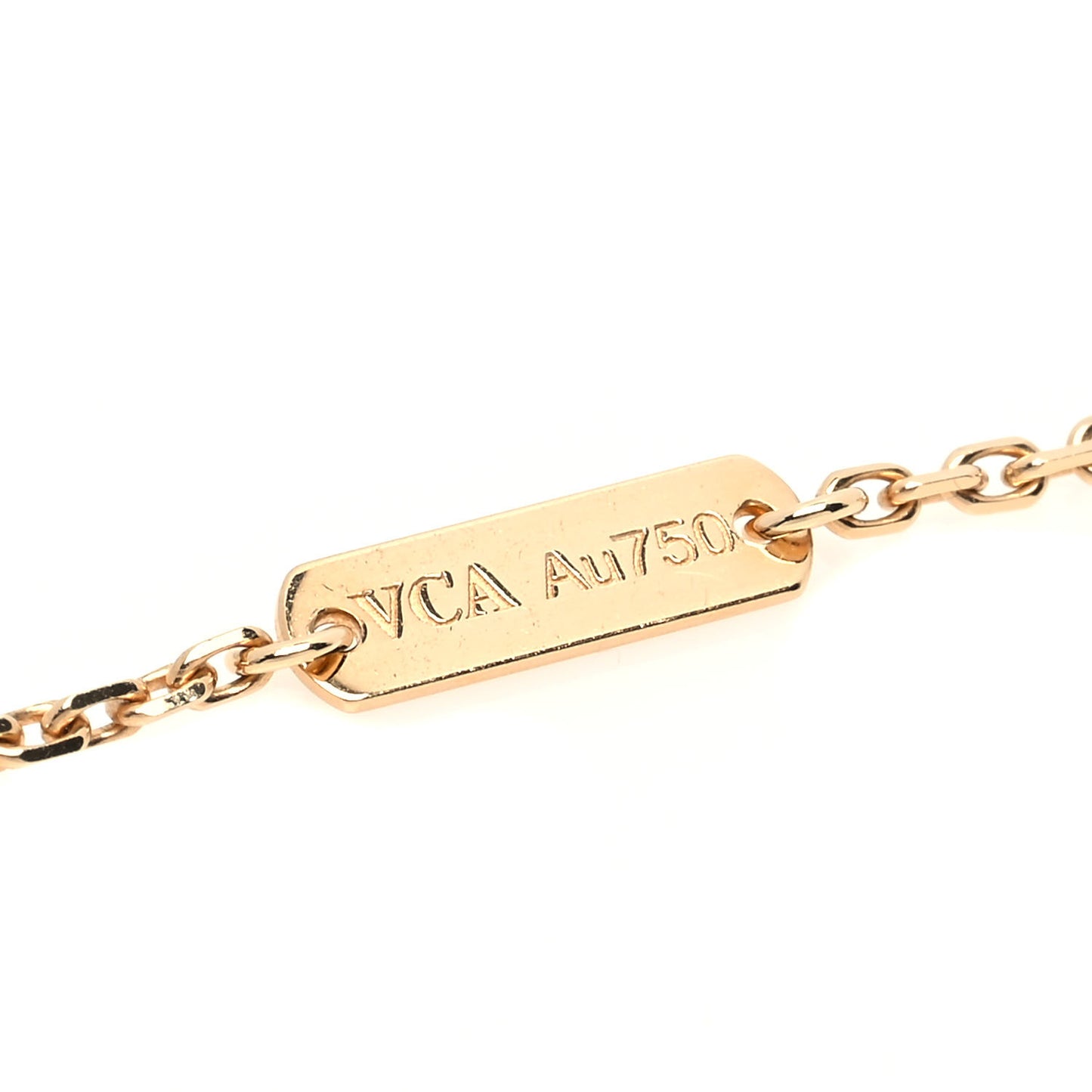 18K Yellow Gold Tiger Eye Vintage Alhambra Pendant Necklace