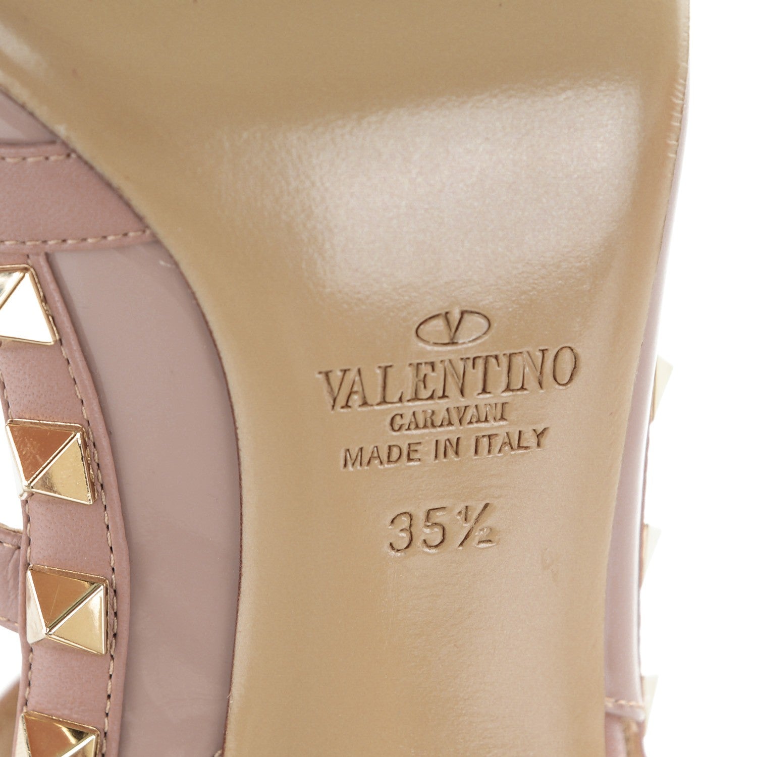 Valentino Garavani Patent Rockstud Ankle Strap Pumps 35.5 Poudre 6 of 7