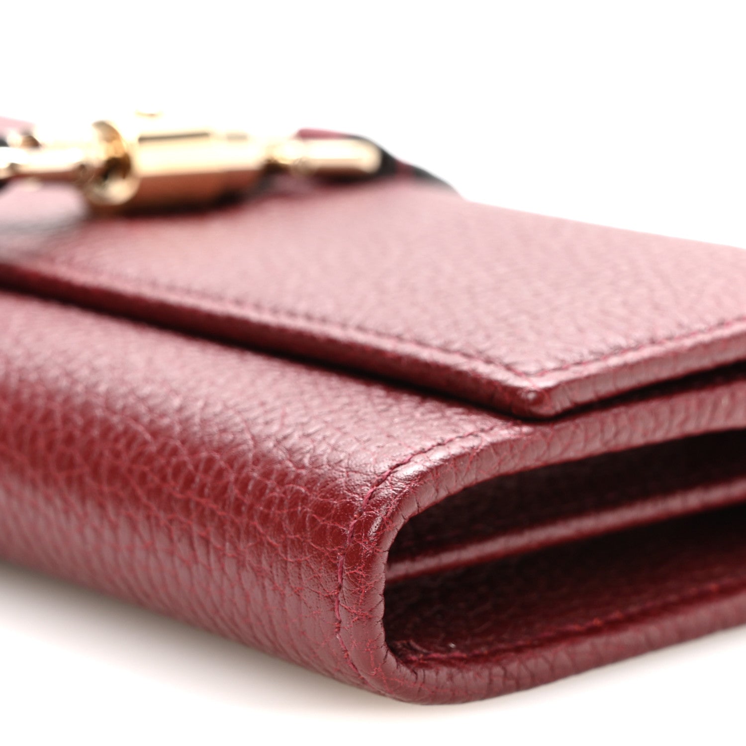 Gucci Pebbled Calfskin Jackie 1961 Chain Wallet Burgundy 10 of 10