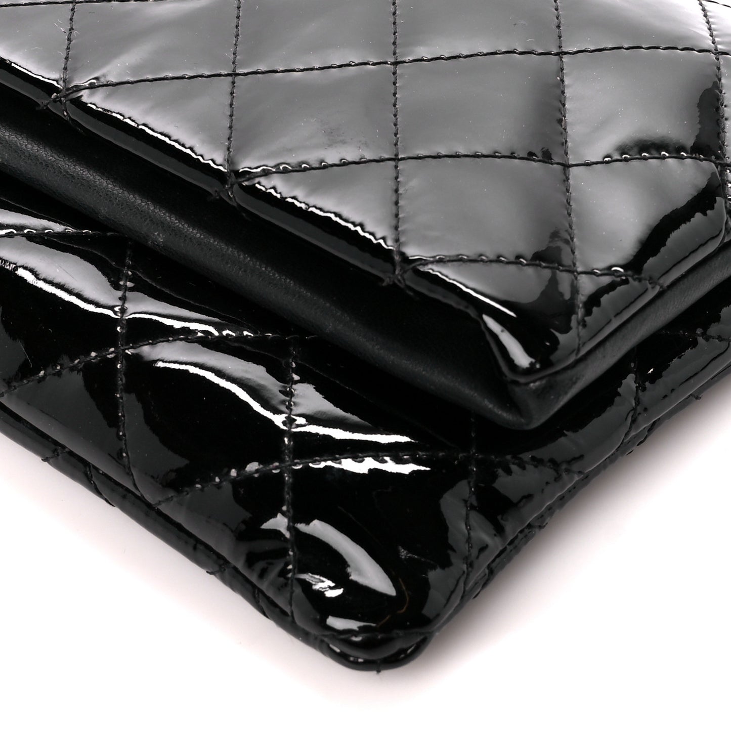 Patent Calfskin Quilted Beauty CC Clutch Black