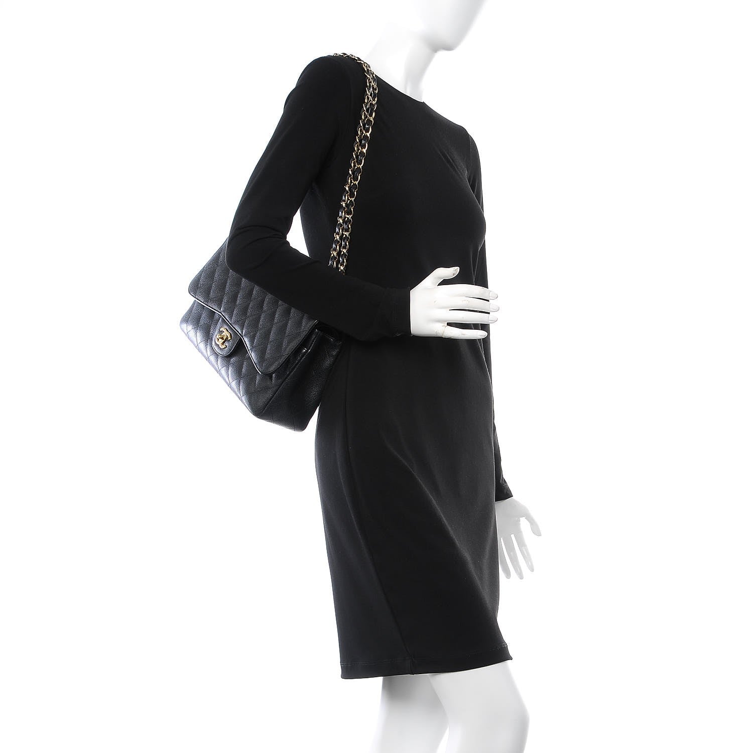 Chanel Caviar Quilted Jumbo Double Flap Black 2 of 7